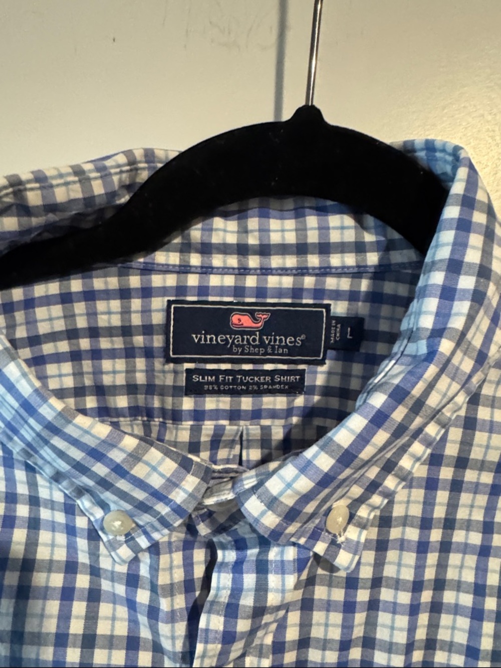 Vineyard Vines Blue and White Check Slim Fit Button-Down Shirt